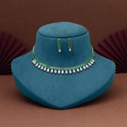 Green Color Stone Necklace Set (STN209GRN)