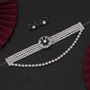 Black Color Choker Stone Necklace Set (STN211BLK)