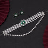 Green Color Choker Stone Necklace Set (STN211GRN)