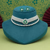 Green Color Choker Stone Necklace Set (STN211GRN)