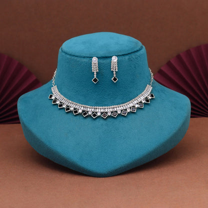 Black Color Stone Necklace Set (STN215BLK)