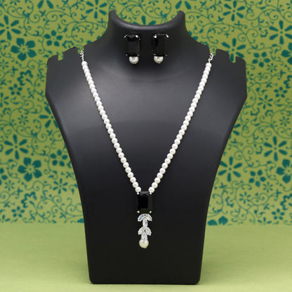 Black Color Stone Necklace Set (STN217BLK)