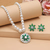 Green Color Stone Necklace Set (STN222GRN)