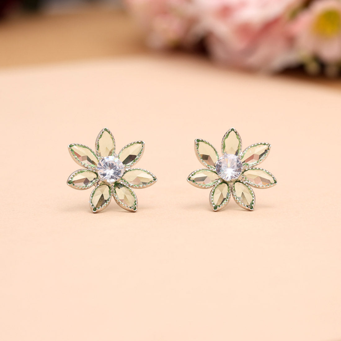 Light Green Color Stone Necklace Set (STN222LGRN)