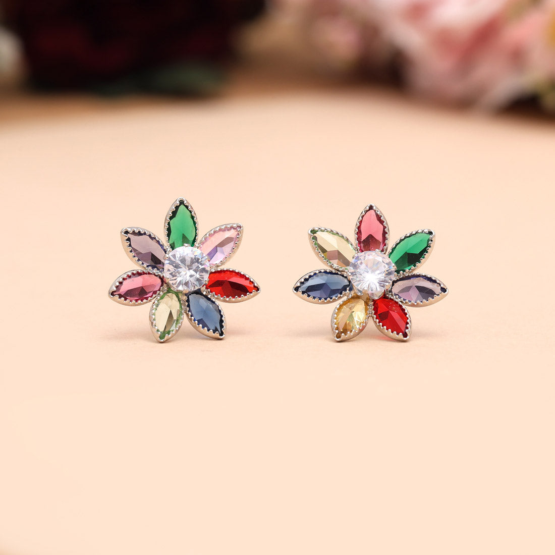 Multi Color Stone Necklace Set (STN222MLT)