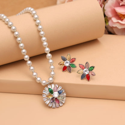 Multi Color Stone Necklace Set (STN222MLT)