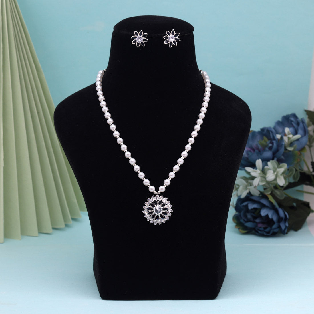 Blue Color Stone Necklace Set (STN223BLU)