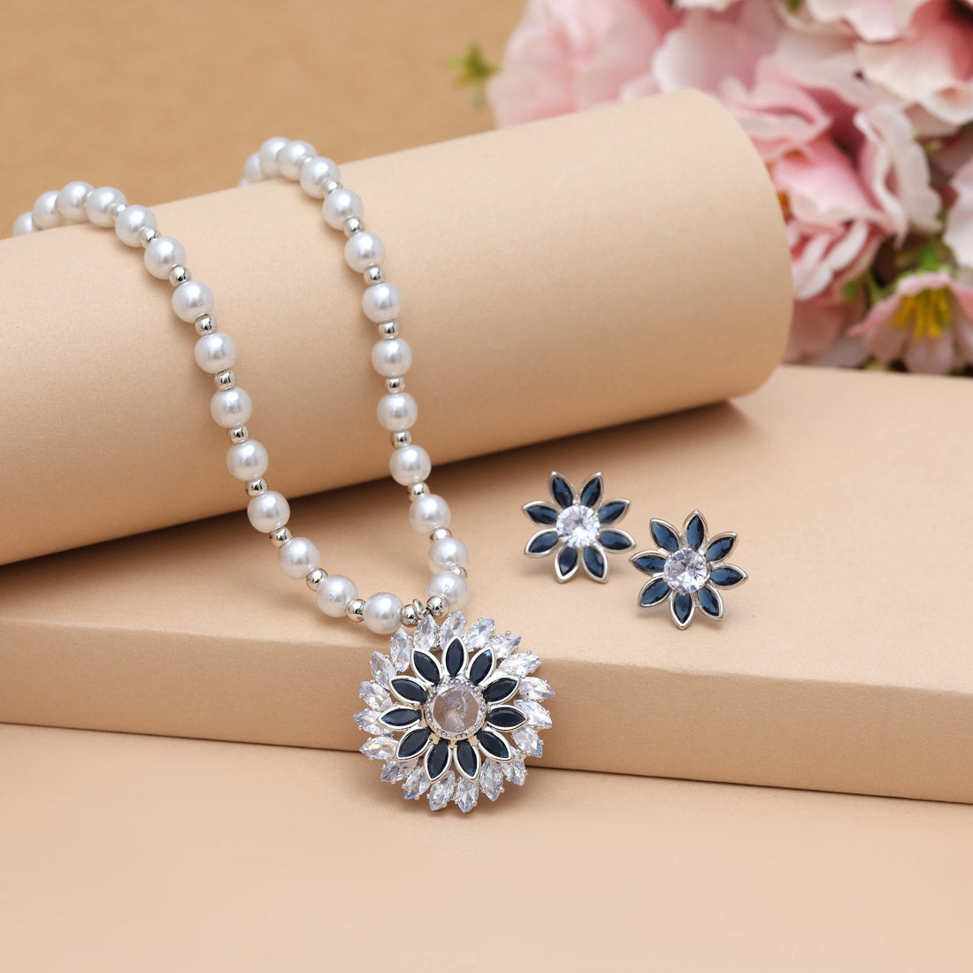 Blue Color Stone Necklace Set (STN223BLU)