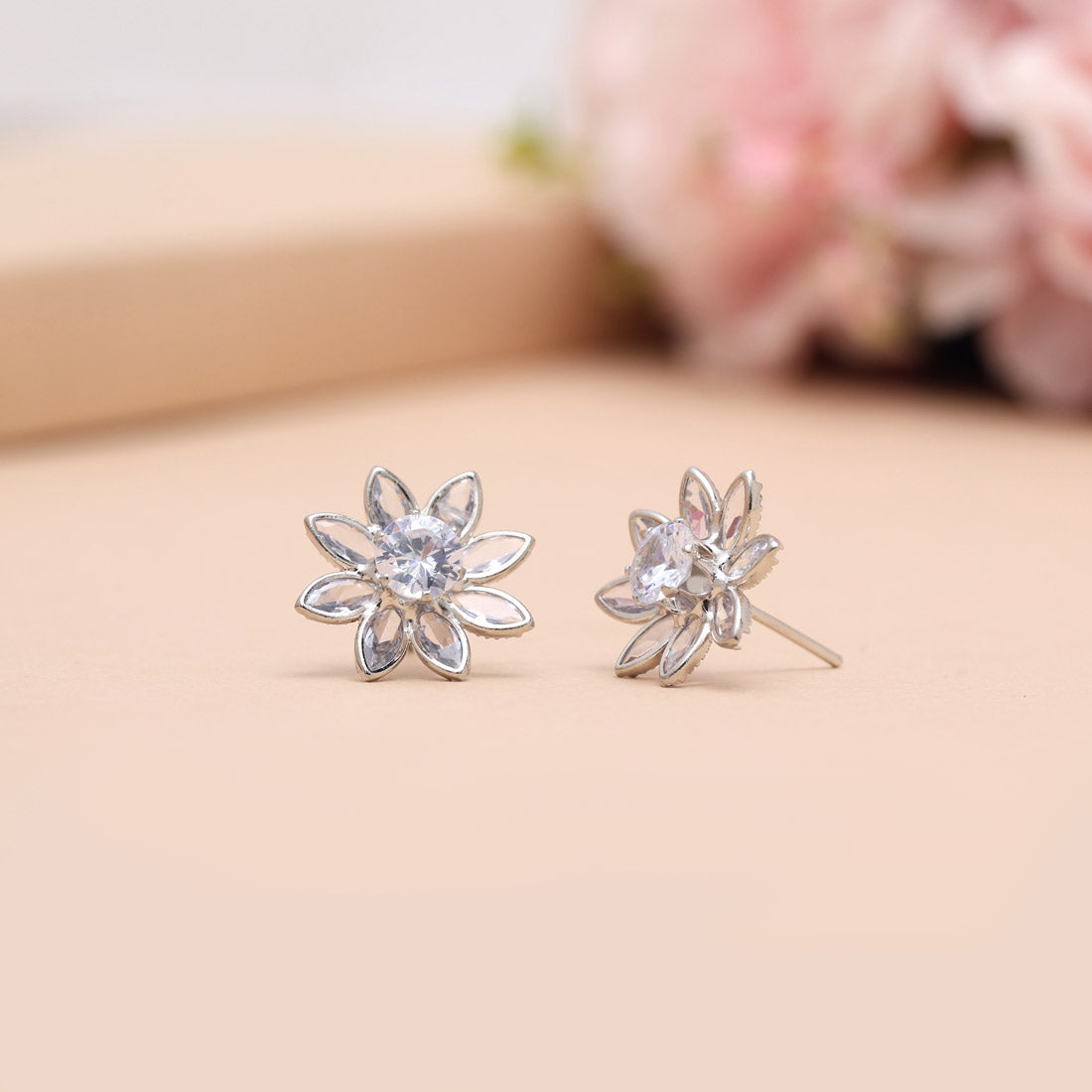 White Color Stone Necklace Set (STN223WHT)