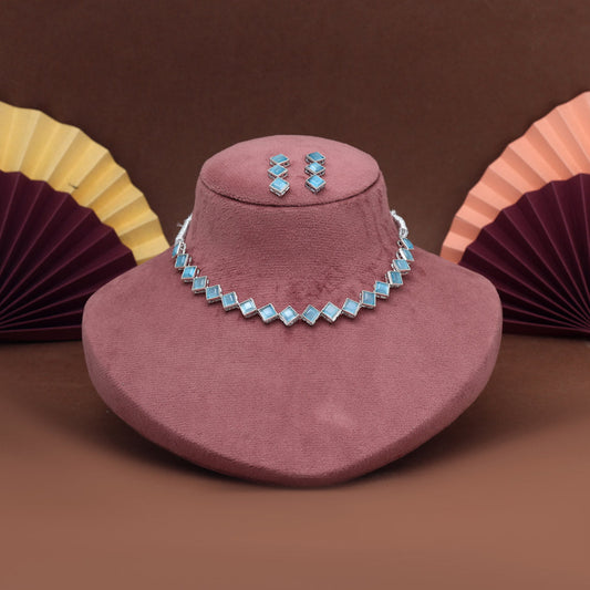 Firozi Color Stone Necklace Set (STN224FRZ)