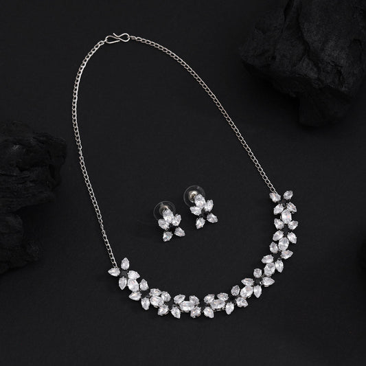 Black Color Stone Necklace Set (STN229BLK)