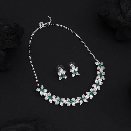 Green Color Stone Necklace Set (STN229GRN)