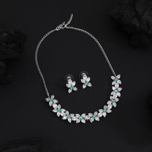 Light Green Color Stone Necklace Set (STN229LGRN)