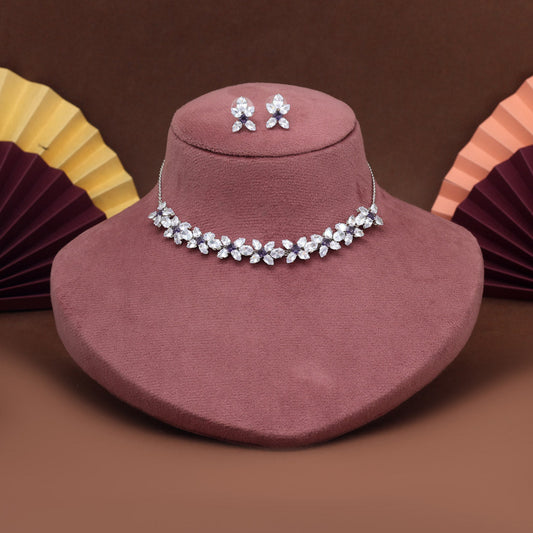 Purple Color Stone Necklace Set (STN229PRP)