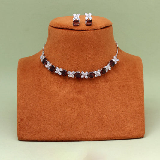 Brown Color Stone Necklace Set (STN232BRW)