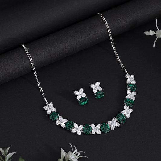 Green Color Stone Necklace Set (STN232GRN)
