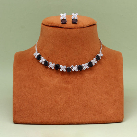 Purple Color Stone Necklace Set (STN232PRP)