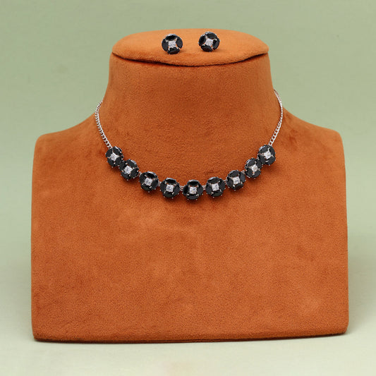 Black Color Stone Necklace Set (STN234BLK)