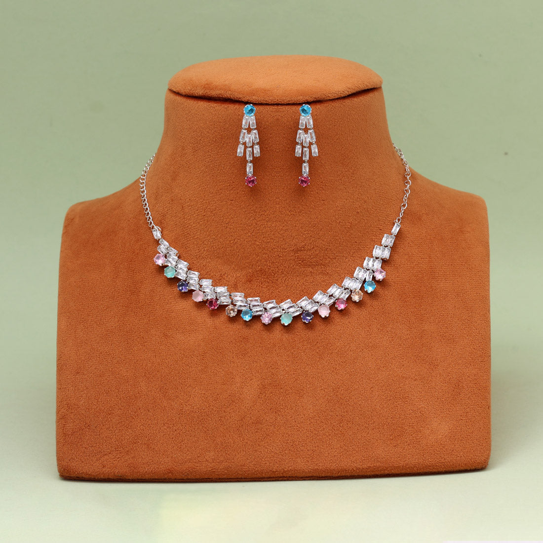 Multi Color Stone Necklace Set (STN236MLT)