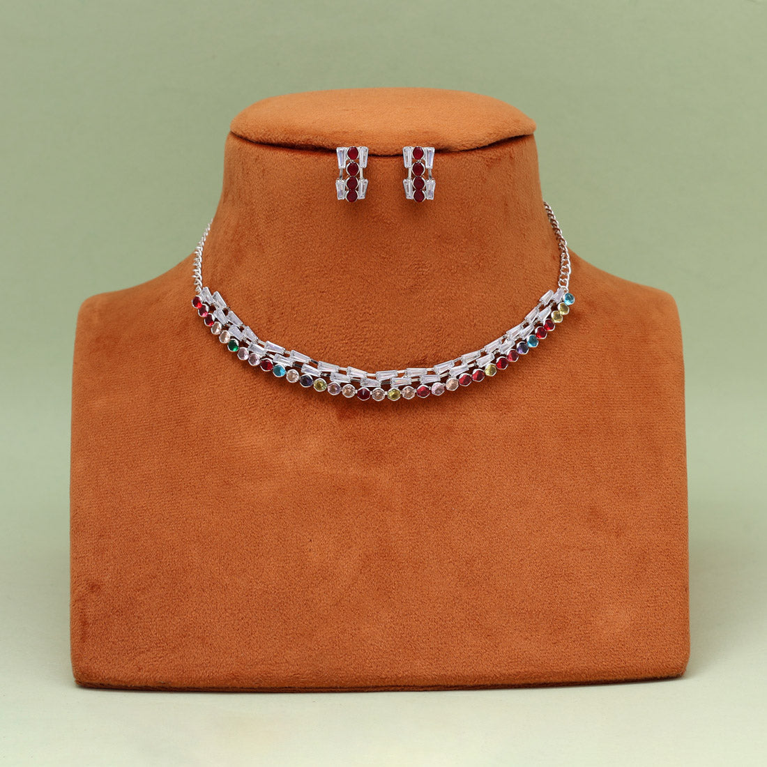 Multi Color Stone Necklace Set (STN237MLT)