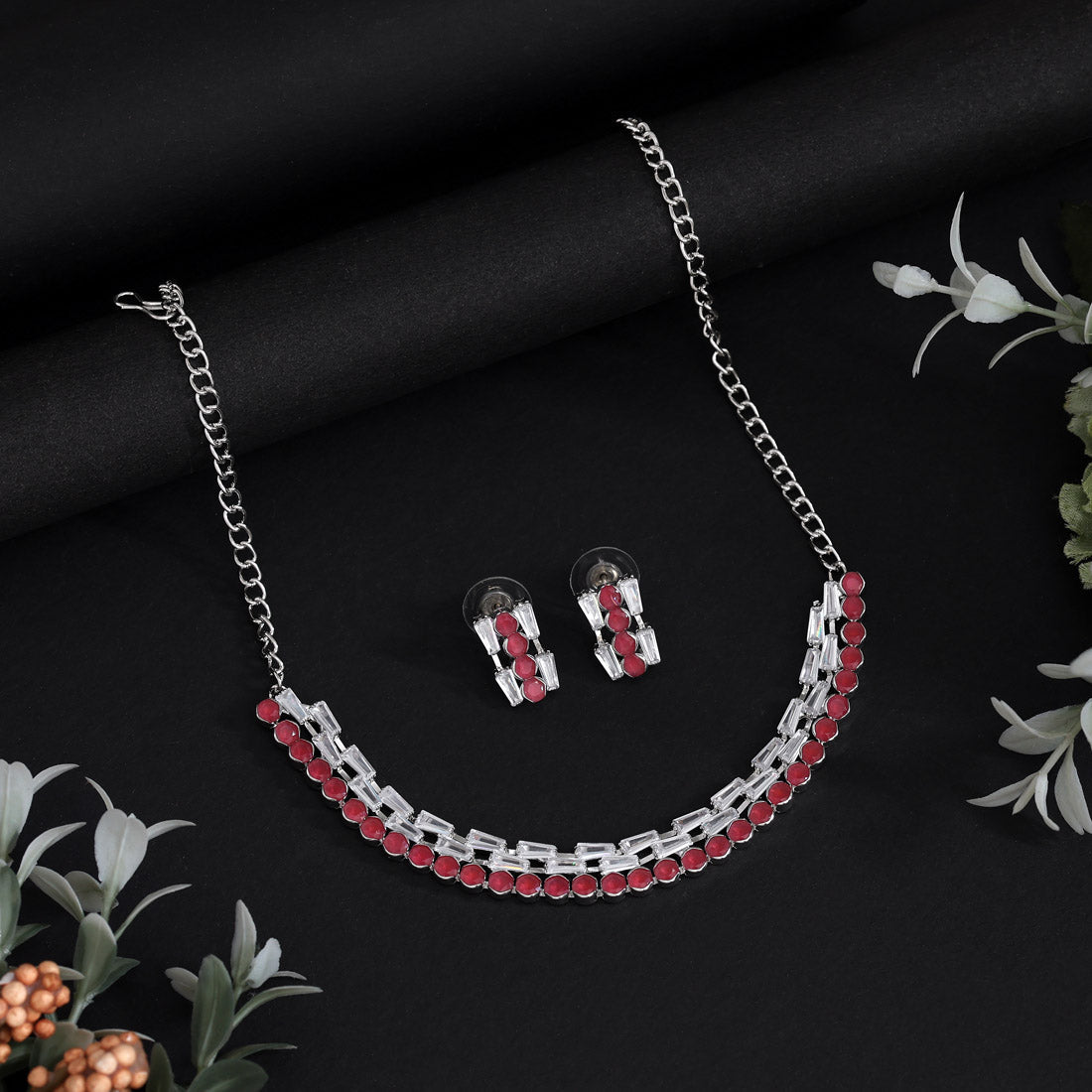 Rani Color Stone Necklace Set (STN237RNI)
