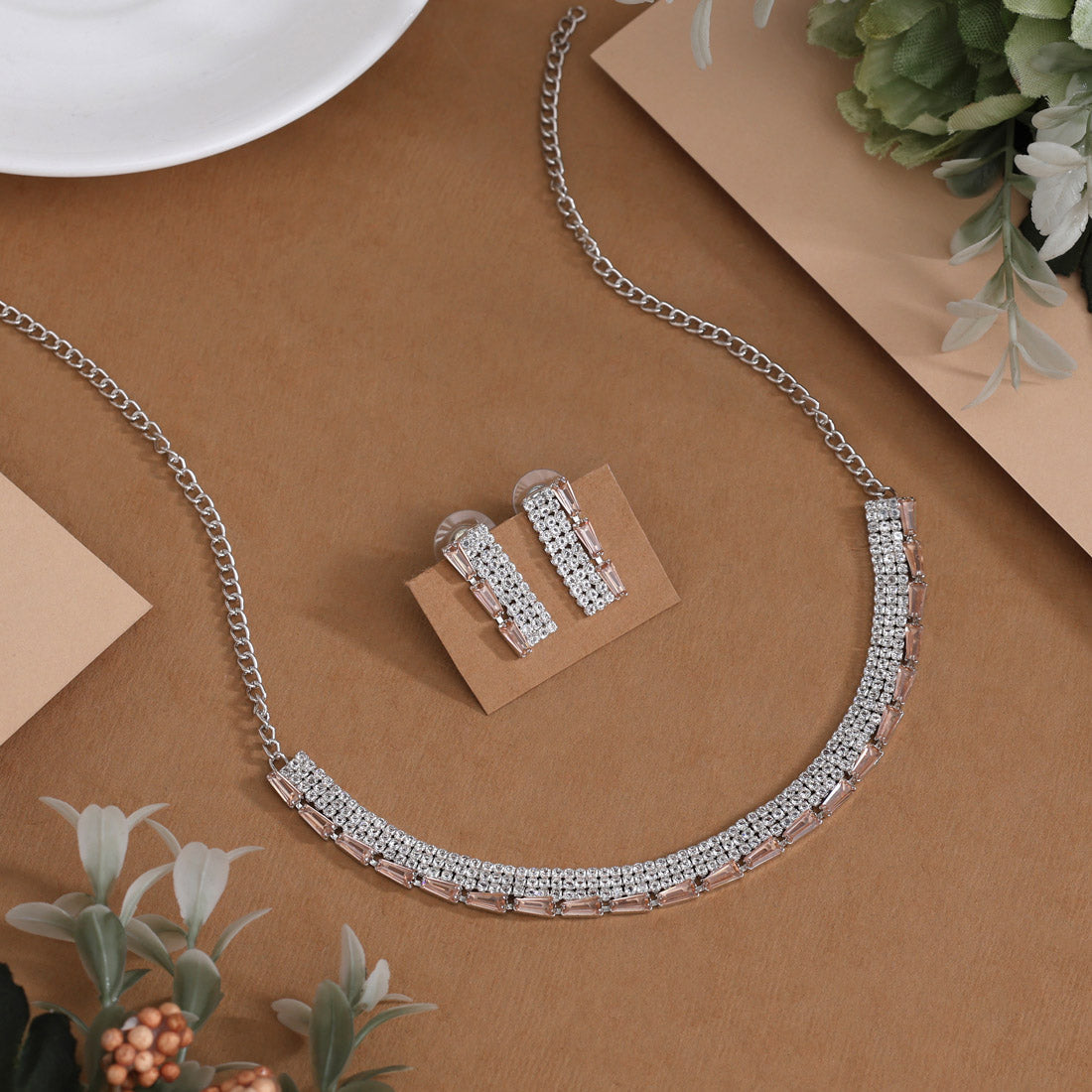 Gold Color Stone Necklace Set (STN239GLD)