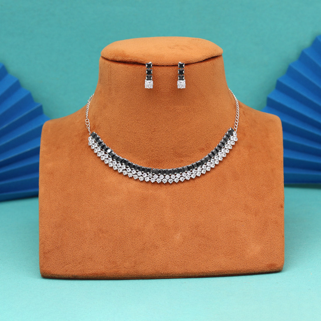 Black Color Stone Necklace Set (STN241BLK)