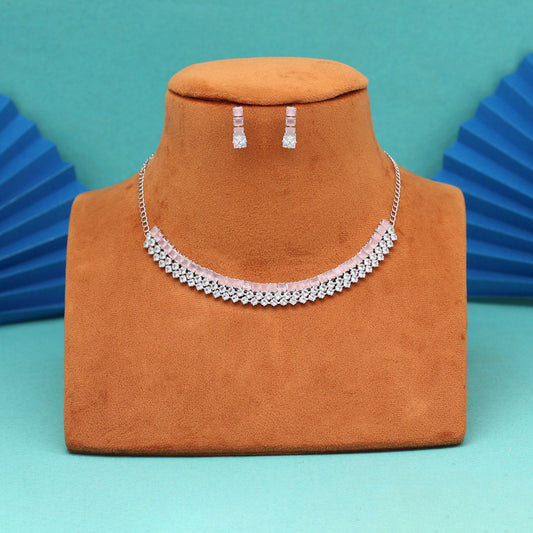 Baby Pink Color Stone Necklace Set