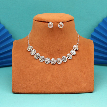 Light Gold Color Stone Necklace Set (STN242LGLD)
