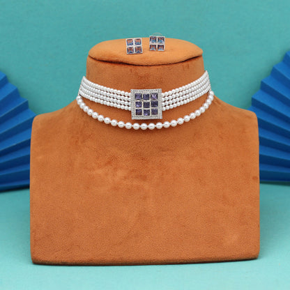Light Purple Color Choker Stone Necklace Set