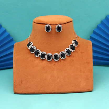 Black Color Stone Necklace Set (STN246BLK)