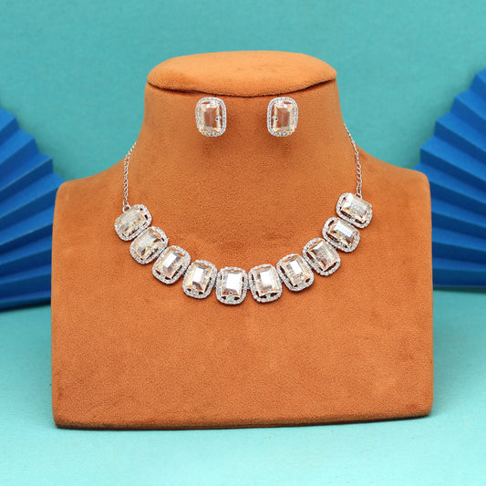 Light Gold Color Stone Necklace Set (STN246LGLD)