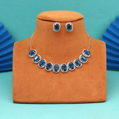 Turquoise Blue Color Stone Necklace Set (STN246TBLU)