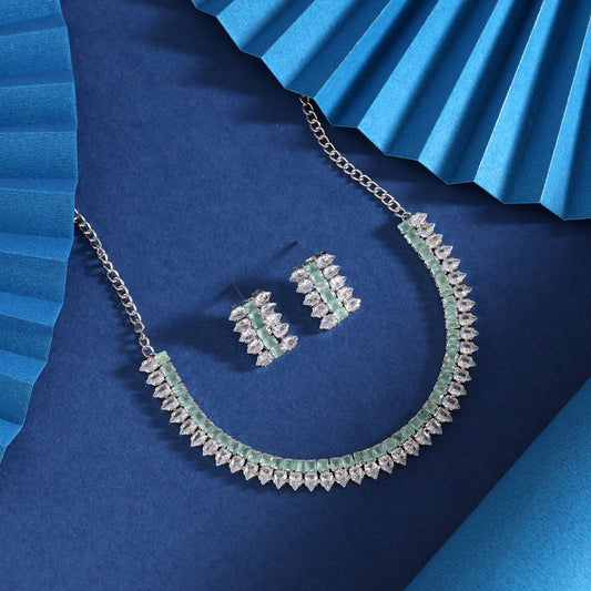Pista Green Color Stone Necklace Set