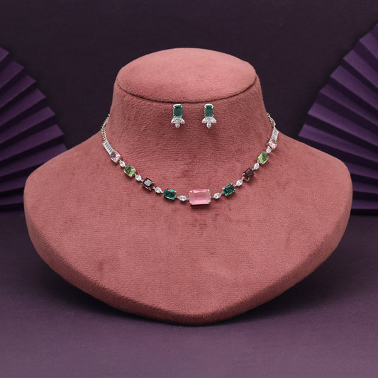 Multi Color Stone Necklace Set
