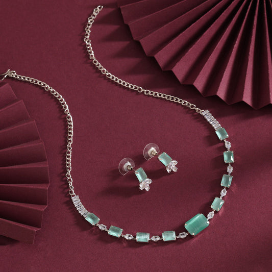 Pista Green Color Stone Necklace Set