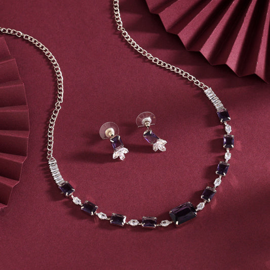 Purple Color Stone Necklace Set
