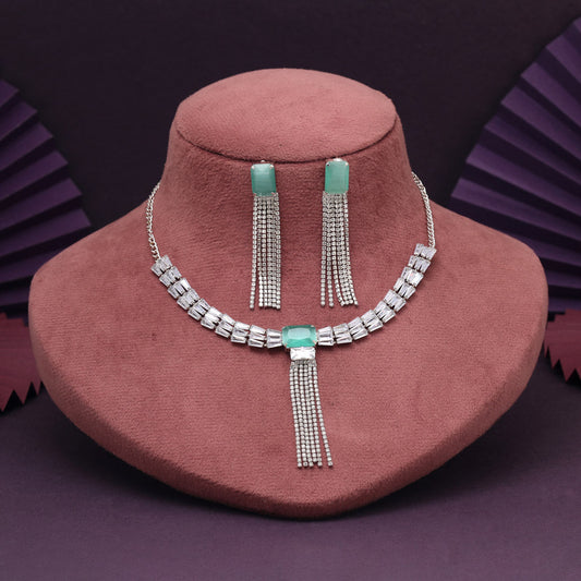 Pista Green Color Stone Necklace Set
