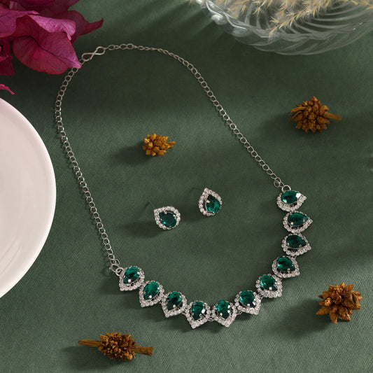 Green Color Stone Necklace Set