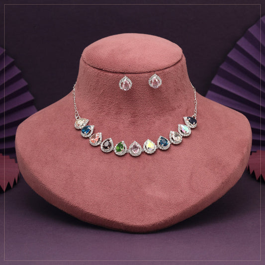 Multi Color Stone Necklace Set