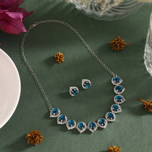 Turquoise Blue Color Stone Necklace Set