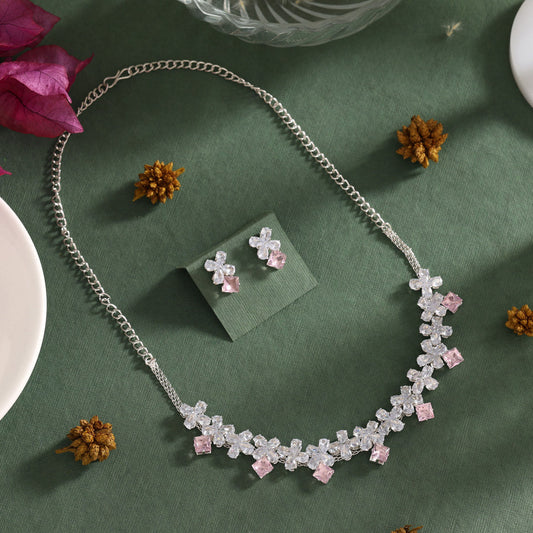 Light Pink Color Stone Necklace Set