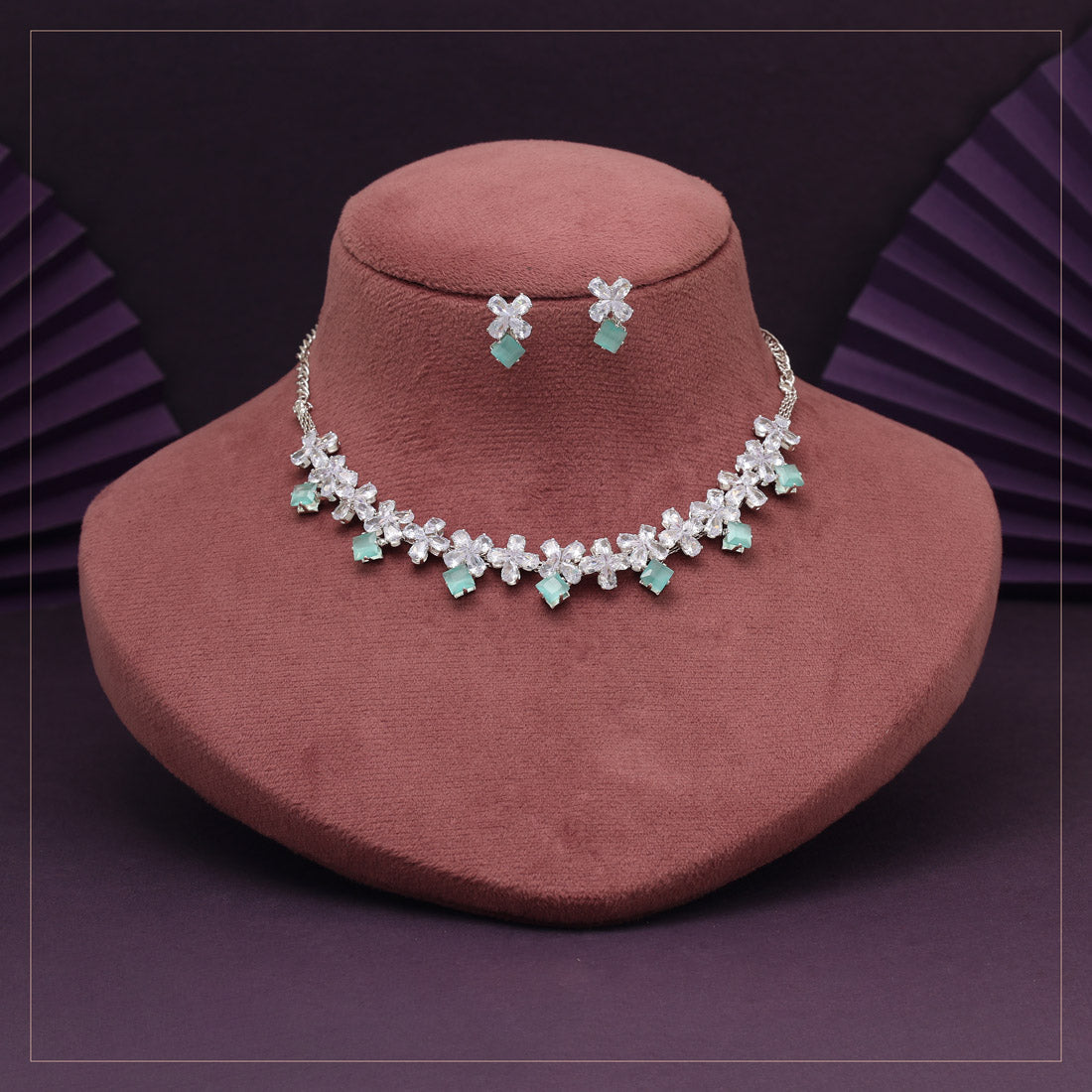 Pista Green Color Stone Necklace Set