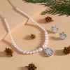 Pink & Pista Green Color Stone Necklace Set