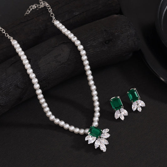 Green Color Stone Necklace Set