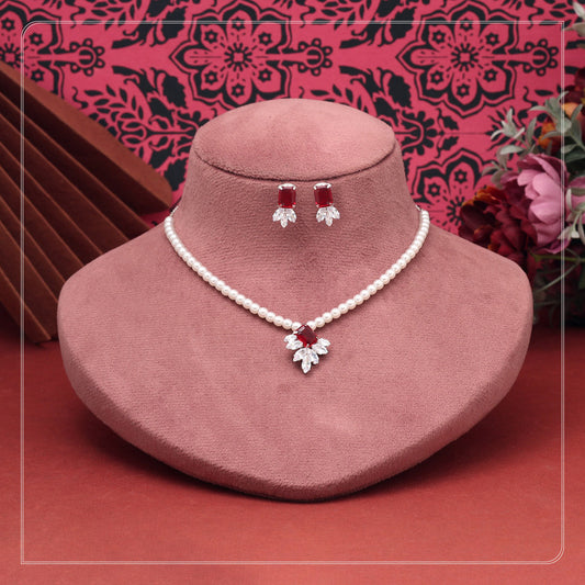 Maroon Color Stone Necklace Set