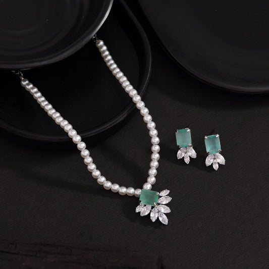 Pista Green Color Stone Necklace Set