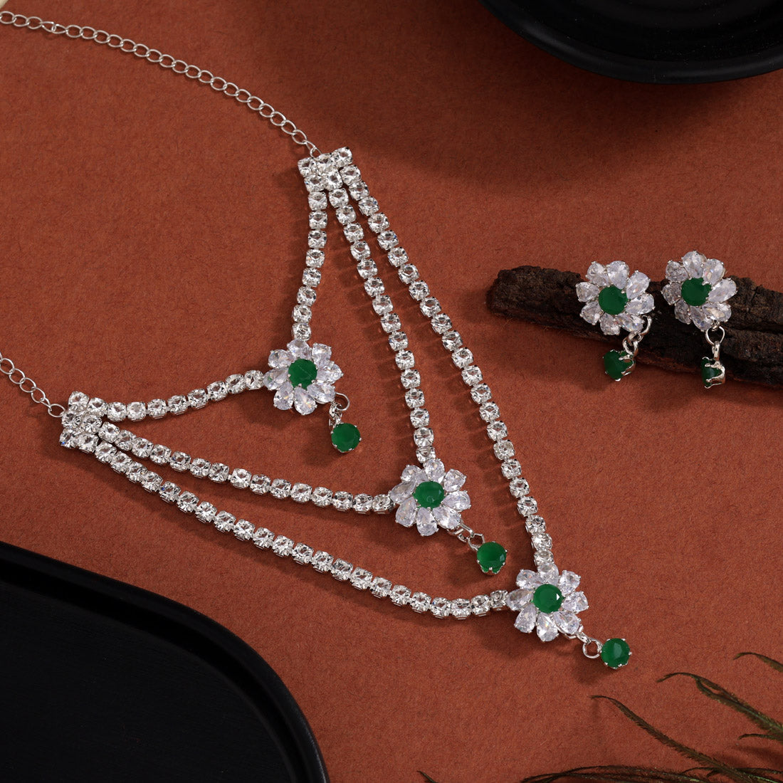 Green Color Stone Necklace Set