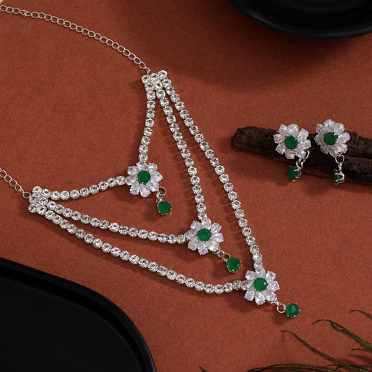 Green Color Stone Necklace Set