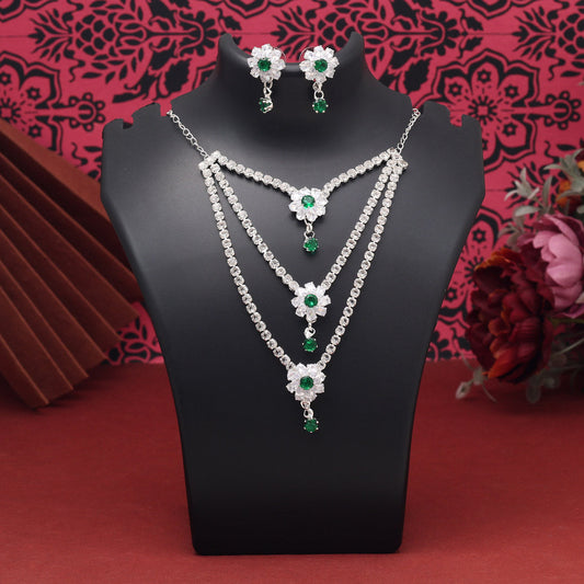 Light Green Color Stone Necklace Set